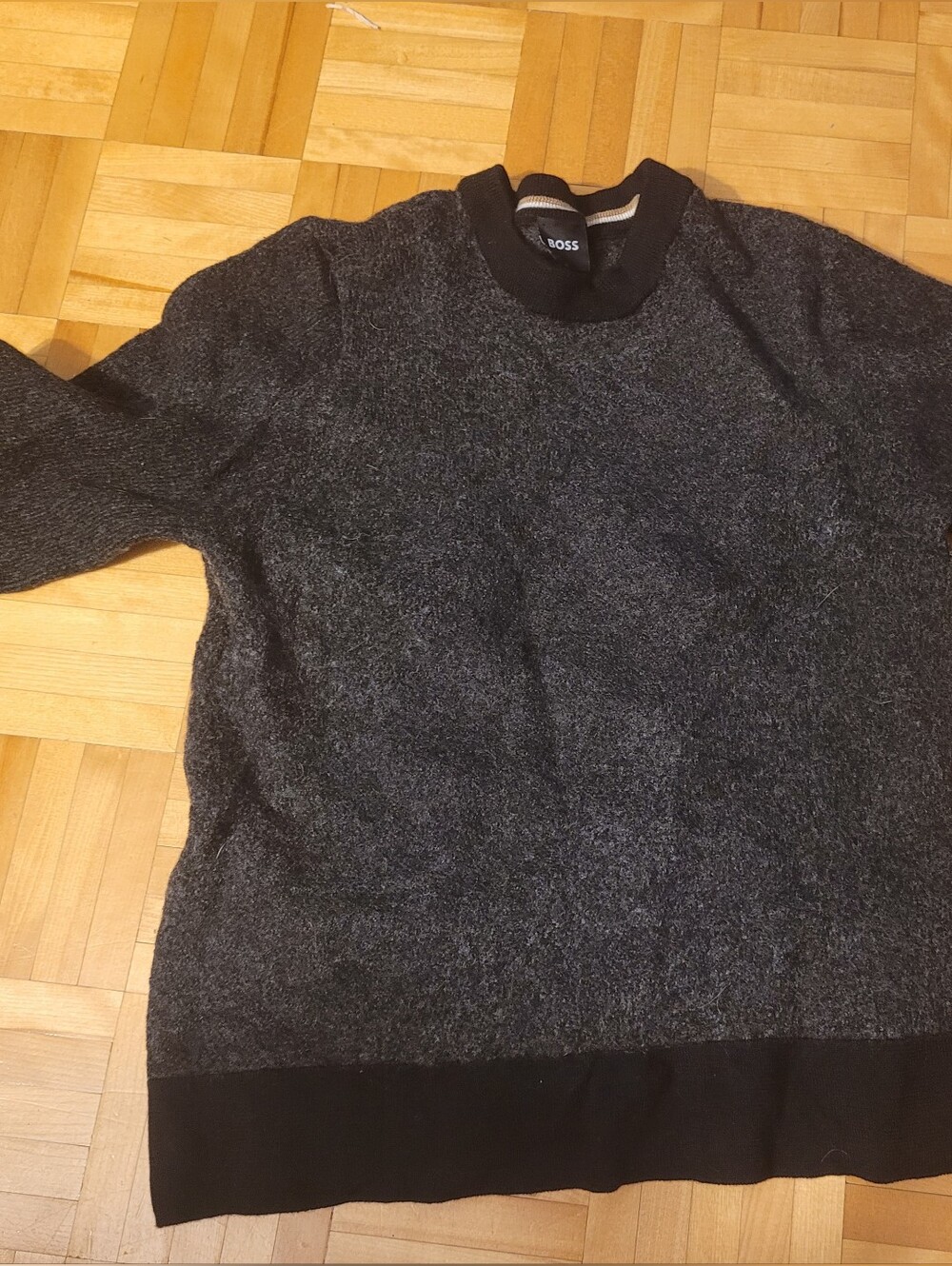 Boss Kids Charcoal and Black Crewneck Sweatshirt